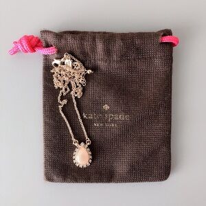 Kate Spade necklace NWOT 16” + 3” extender gold tone peach gem stone